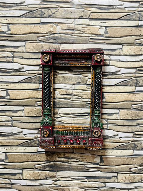 Vintage Wooden Photo Frame Indian Rajasthani Jharokha Hand Carved