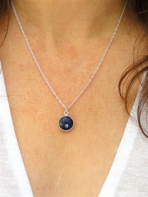 Sterling silver Sapphire necklace Silver sapphire necklace | Etsy