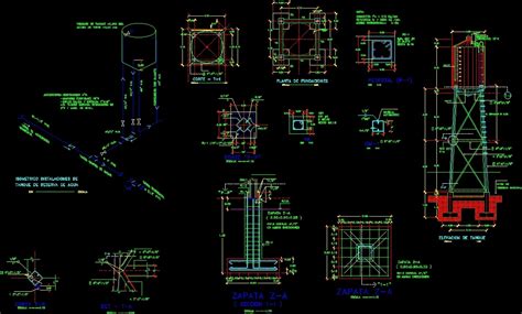 Elevated Water Tank 10000 Gl Dwg Plan For Autocad • Designs Cad