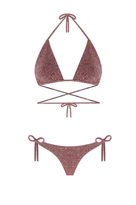 Triangle Sparkle Rose Bikini
