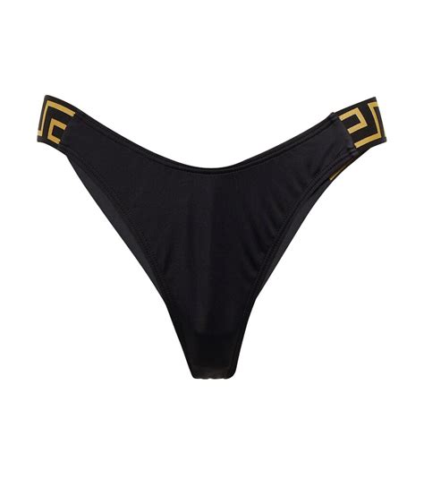 Versace Greca Low Rise Bikini Bottoms Editorialist
