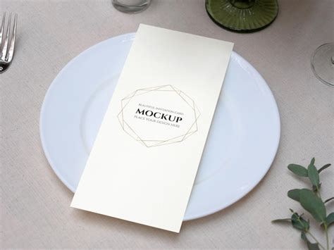 Premium Psd Mockup White Blank Space Card On Wedding Table Setting