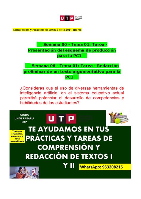 Semana Tema Tarea Presentaci N Del Esquema De Producci N