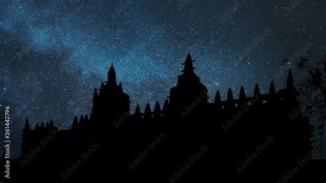 Great Mud Mosque Of Djenn In Silhouette By Night With Stars Mali Stock