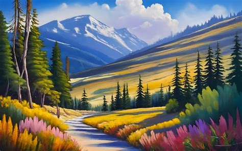 Premium Photo | Mountain Landscape Painting