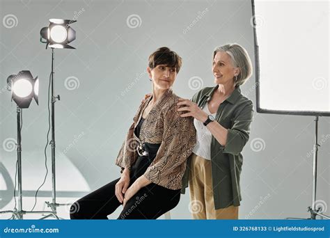 Lesbian Couple In A Studio Setting Stock Image Image Of Portrait Capturing 326768133