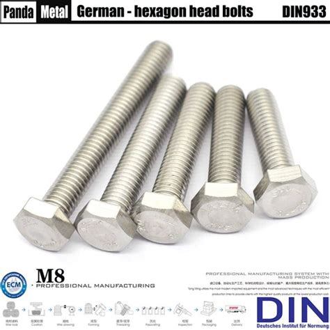 S304 Stainless Steel Hex Head Bolt Metric Thread Size M8 German