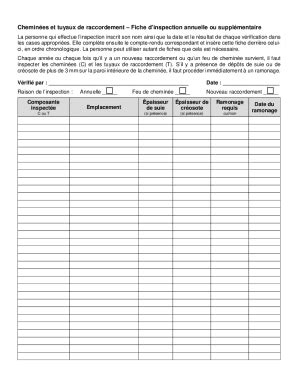 Fillable Online Chemines Et Tuyaux De Raccordement Fiche D Inspection