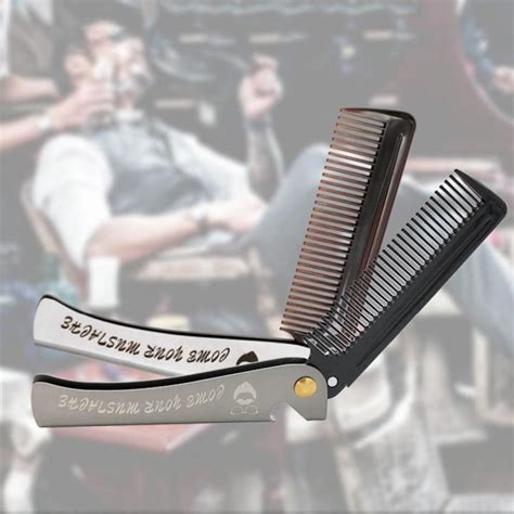 Folding Oil Comb Stainless Steel Beard Comb Portable Beard Comb N5j1