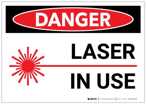 Danger Laser In Use Label