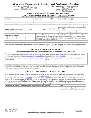 Fillable Online 3217 Application For Initial Credential Fee Reduction