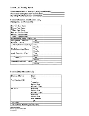 Fillable Online Bol Gov Name Of Microfinance Institution Project Or