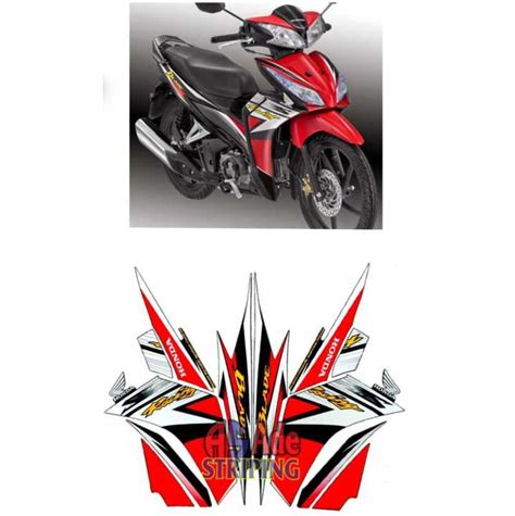 STIKER STRIPING LIS BODY MOTOR HONDA BLADE RACING S 2012 2013 HITAM