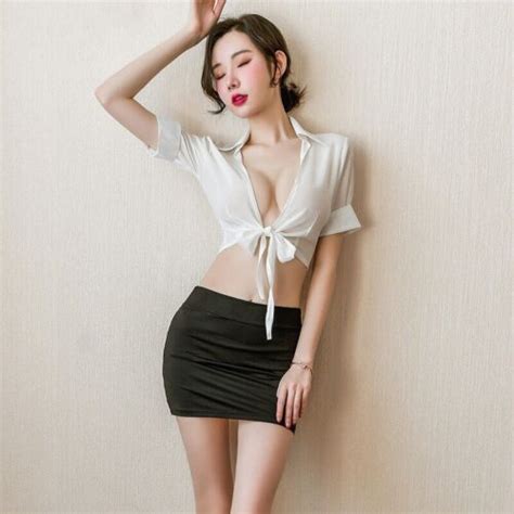 Women Sexy Teacher Uniform Lingerie Secretary Office Lady Girl Cosplay Dress Set EBay