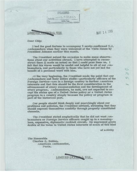 President Johnsons View Of Diplomats And Diplomatic Work 1965 The