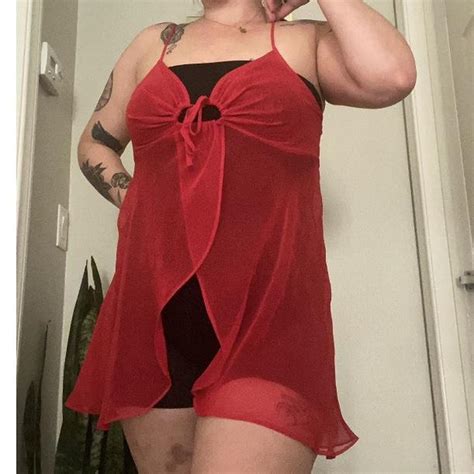 Vintage Victoria Secret Lingerie Red Sheer Mini Depop