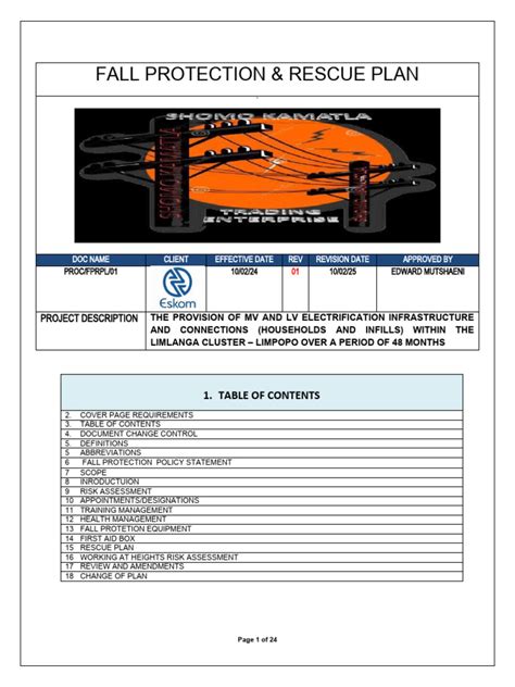 51 Fall Protection And Rescue Plan Pdf Occupational Safety And