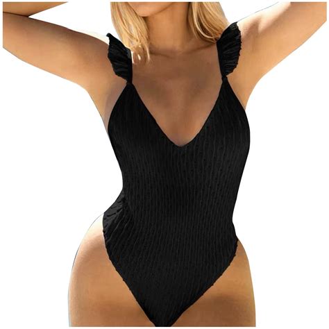 Deholifer Women One Piece Swimsuit Sexy Depp V Neck Backless Bathing