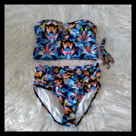 Jual Bikini Set Tankini Bustier Highwaist Jumbo Big Plus Size Swimsuit Biru Xl Shopee Indonesia