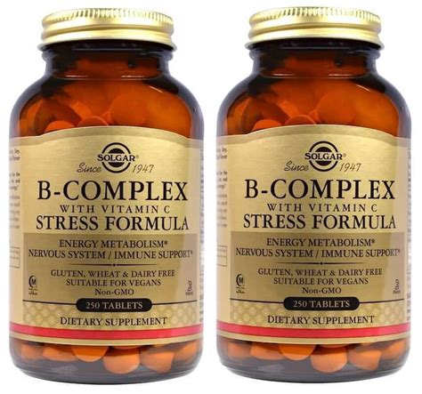 Solgar B Complex With Vitamin C Stress Formula 250 Tablets 2 Packs