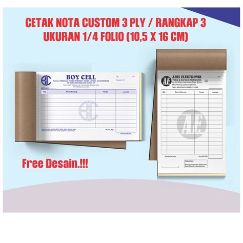 Jual Nota Custom Ply Rangkap Free Desain Nota Satuan Surat Jalan