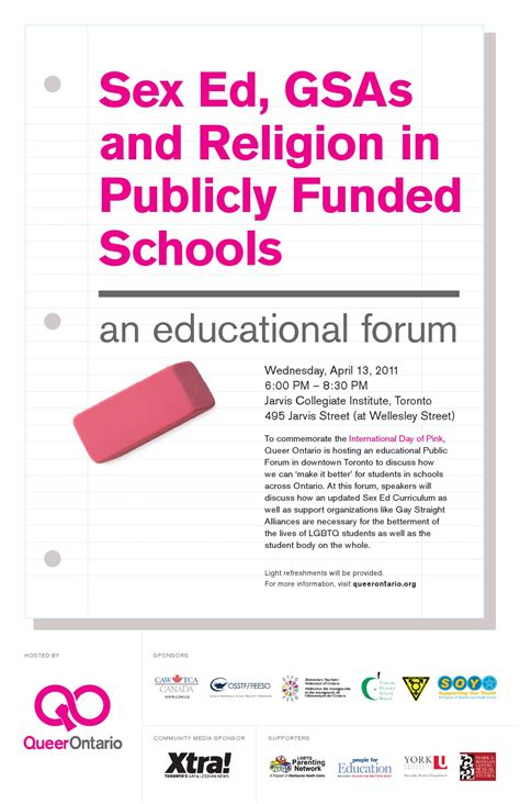 Sex Ed Gsas And Religion In Publicly Funded Schools An Educational Forum