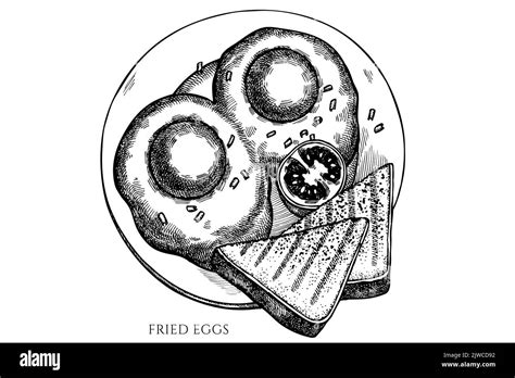 Breakfast Vintage Vector Illustrations Collection Black And White