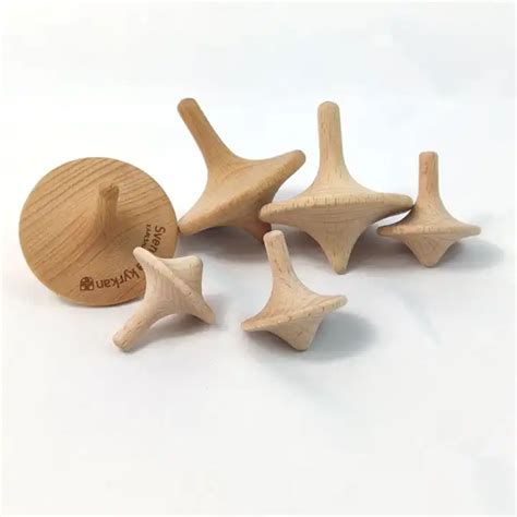 Beech Wood Spinning Top Wooden Gyro Classic Interesting Children