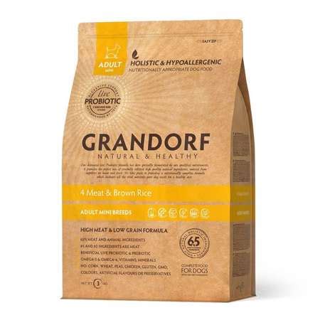 Корм для собак Grandorf мелких пород четыре мяса с бурым рисом 3кг ...