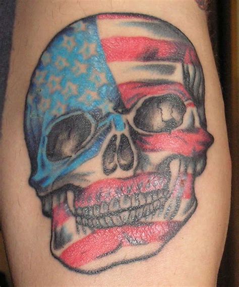 Skull With American Flag Tattoo Design