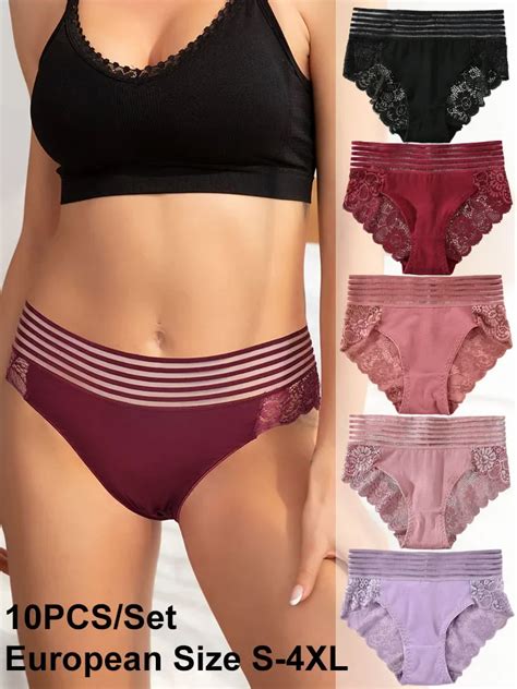 Pcs Floral Lace Panties Women Underwear Transparent Sexy Lingerie Seamless Pantys Plus Size