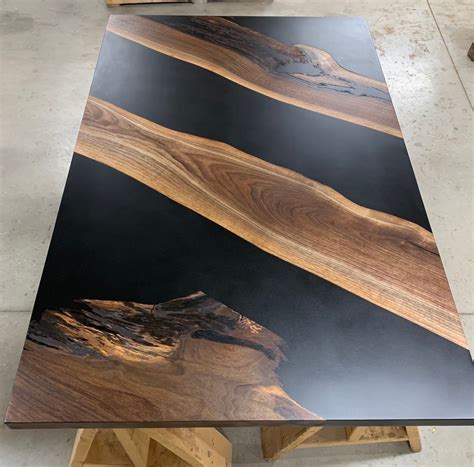 Walnut Jet Black Epoxy Table - 61" x 38.5" - Canadian Woodworks