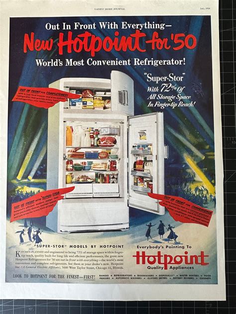 Vintage 1950 Hotpoint Fridge Print Ad Etsy