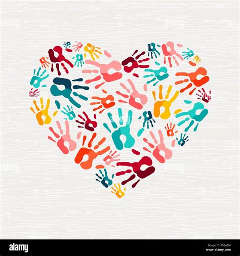 Human Hand Print Heart Shape Concept Colorful Paint Handprint