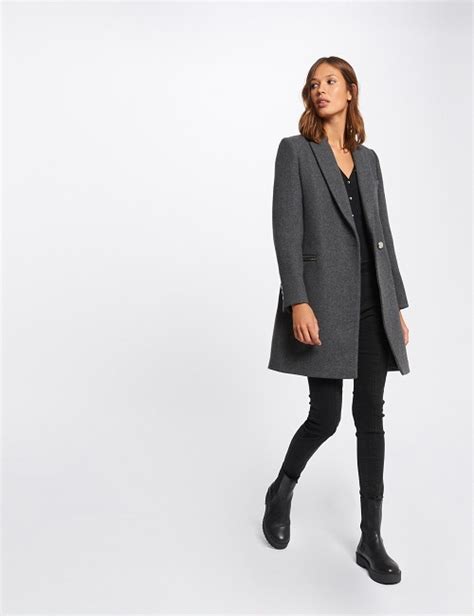 Manteau Droit Boutonn Gdafne Morgan Gris Anthracite Manteau Femme