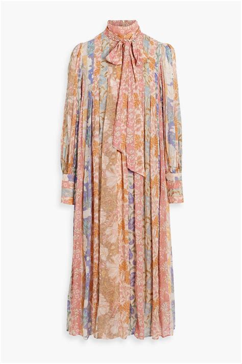 Zimmermann Pussy Bow Printed Chiffon Midi Dress The Outnet