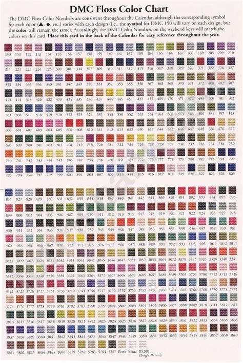 Printable Dmc Color Chart Customize And Print