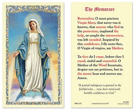 Memorare Prayer Card Printable