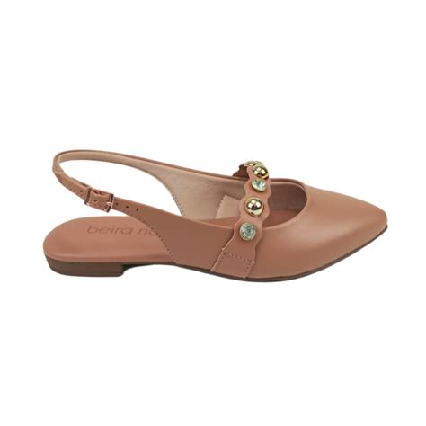 Sapatilha Slingback Beira Rio Napa Turim Nude Feminina Bege