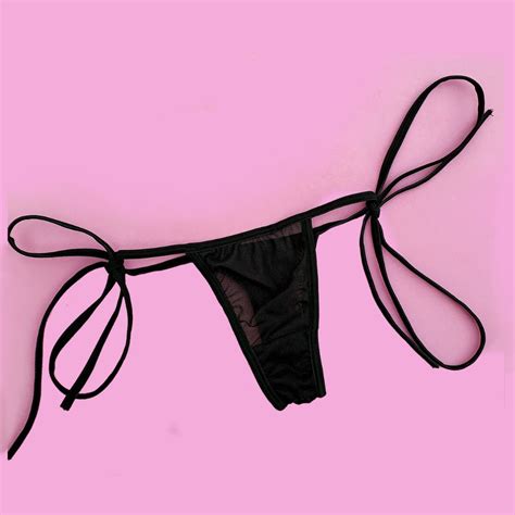 HOTGIRL Calcinha Fio Dental de Tule e amarrações Lingerie Sexy