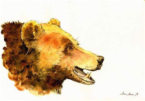Grizzly Bear Watercolor Painting Painting By Juan Bosco Fine Art America