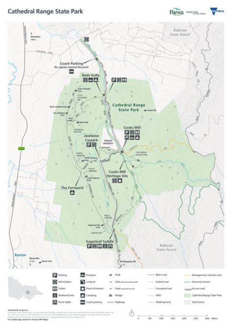 Cathedral Range State Park Visitor Guide Map By Parks Victoria Avenza