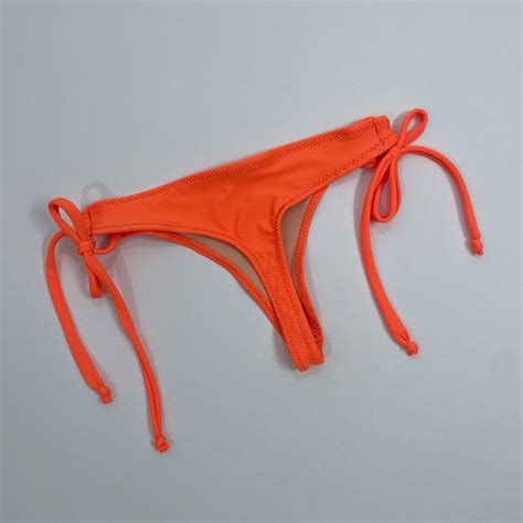 Womens Neon Orange Thong Bikini Bathing Suit Bottom Etsy