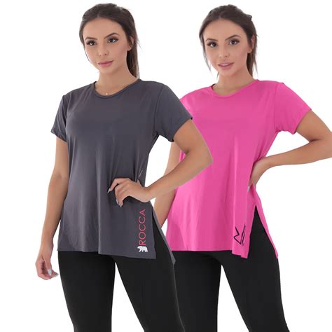 Kit Blusas Fitness Dry Fit Tapa Bumbum Poliamida Click Mais Bonita Blusas