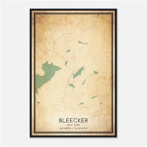 Vintage Bleecker New York Map Poster, Bleecker NY City Road Wall Art