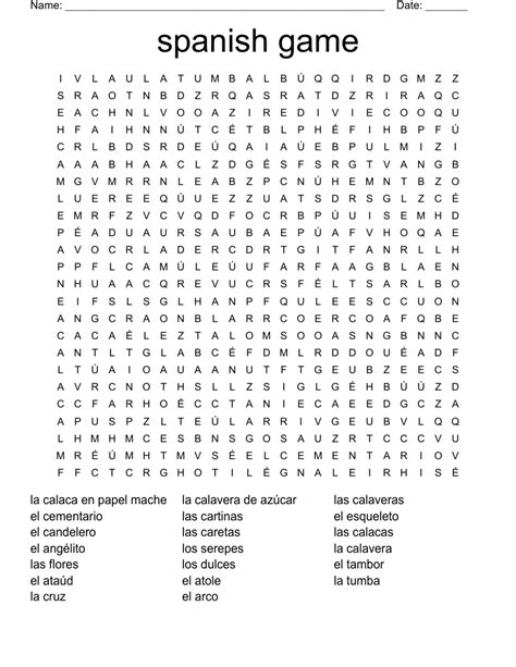 D A De Los Muertos Word Search Wordmint