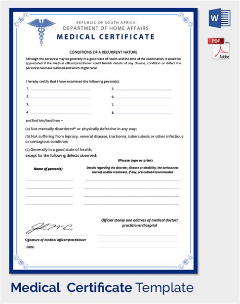 Free 54 Sample Medical Certificates In Pdf Ms Word Pages