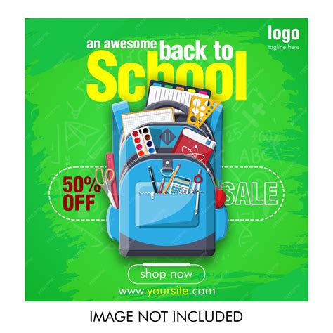 Premium Vector | Back to school sale banner with school bag