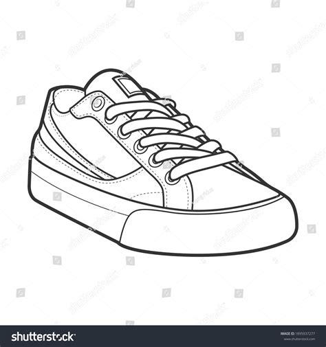 Shoes Sneaker Outline Drawing Vector Sneakers Stock Vector Royalty