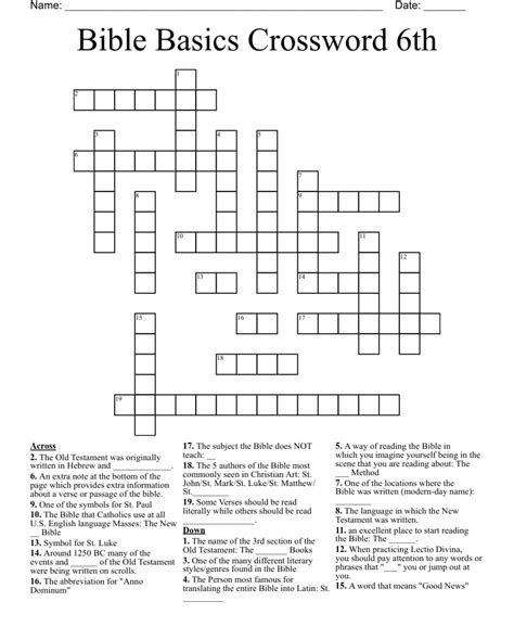 printable bible crossword puzzles printablelib